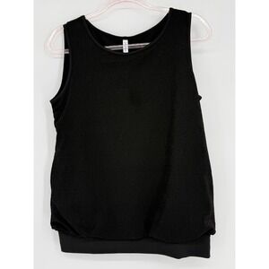 Jouica Womens Black Textured Crinkle‎ Sleeveless Tank Top Banded Hem Size Medium